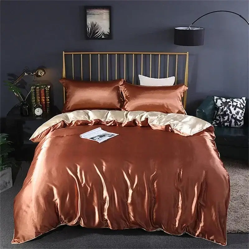 DecorBites™ Luxurious Silk Bedding Set with Sheets, King/Queen Size