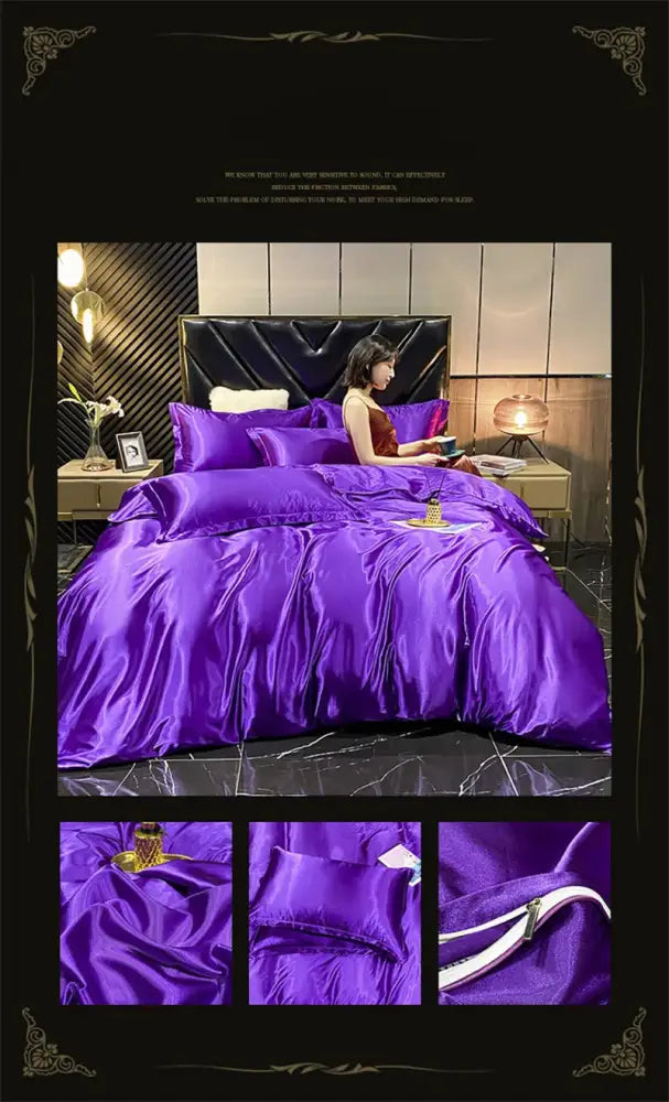 DecorBites™ Luxurious Silk Bedding Set with Sheets, Queen/King Size