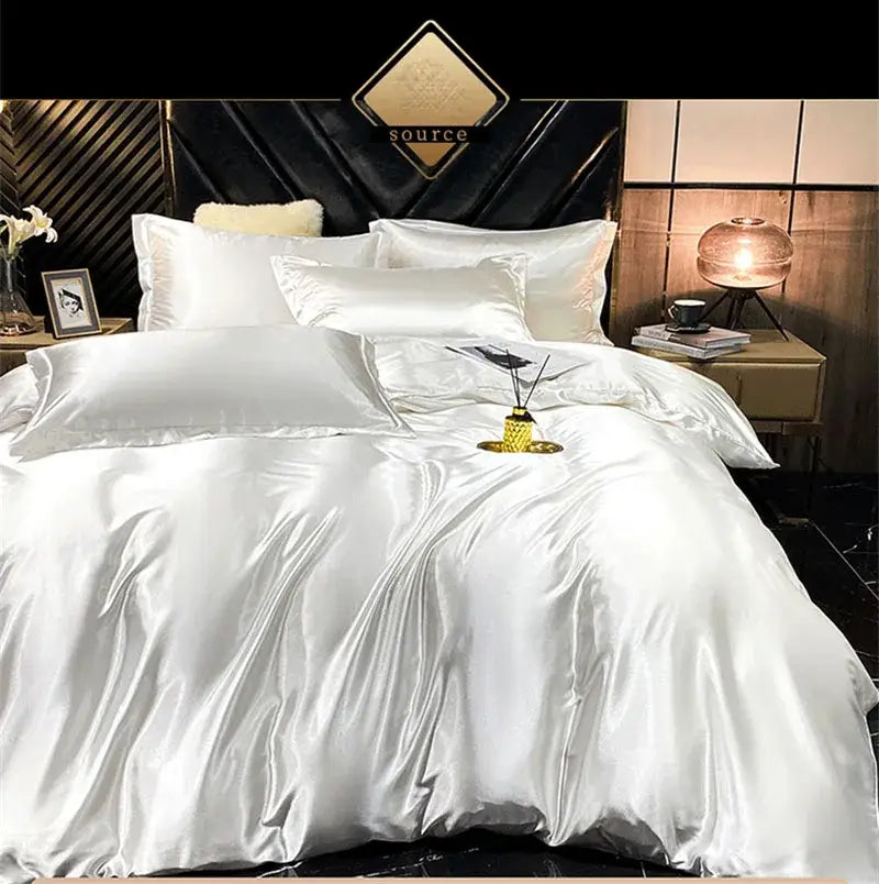 DecorBites™ Luxurious Silk Bedding Set with Sheets