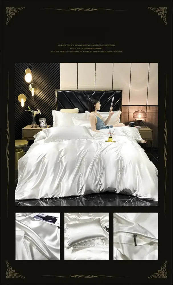DecorBites™ Luxurious Silk Mulberry Bedding Set Queen & King Sizes
