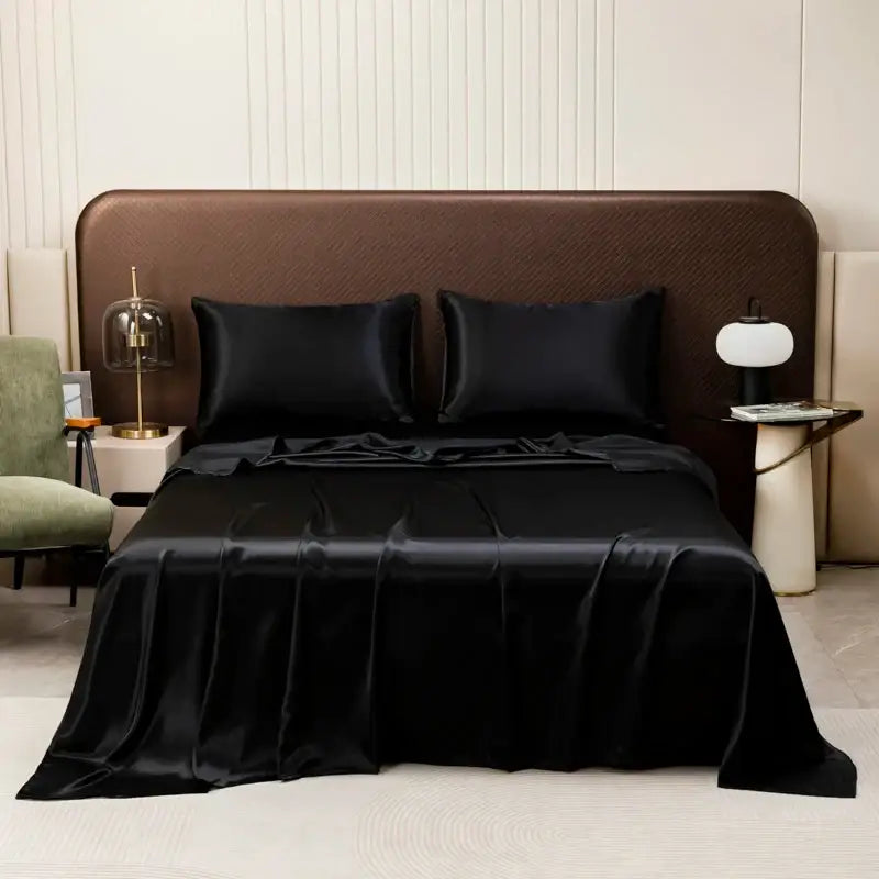 DecorBites™ Luxurious Solid Color Satin Bedding Set