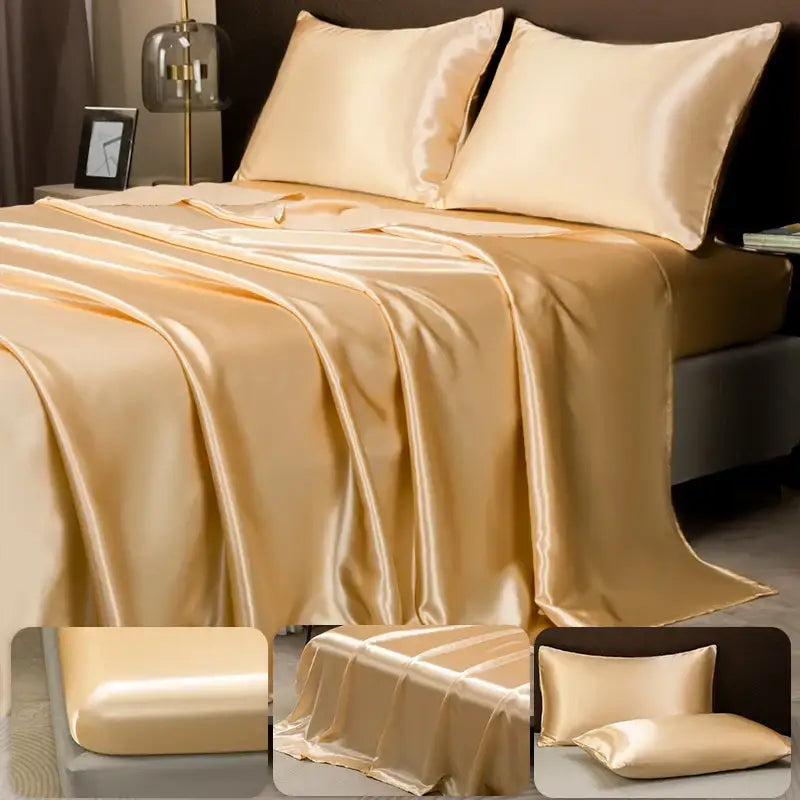 DecorBites™ Luxurious Solid Color Satin Bedding Set
