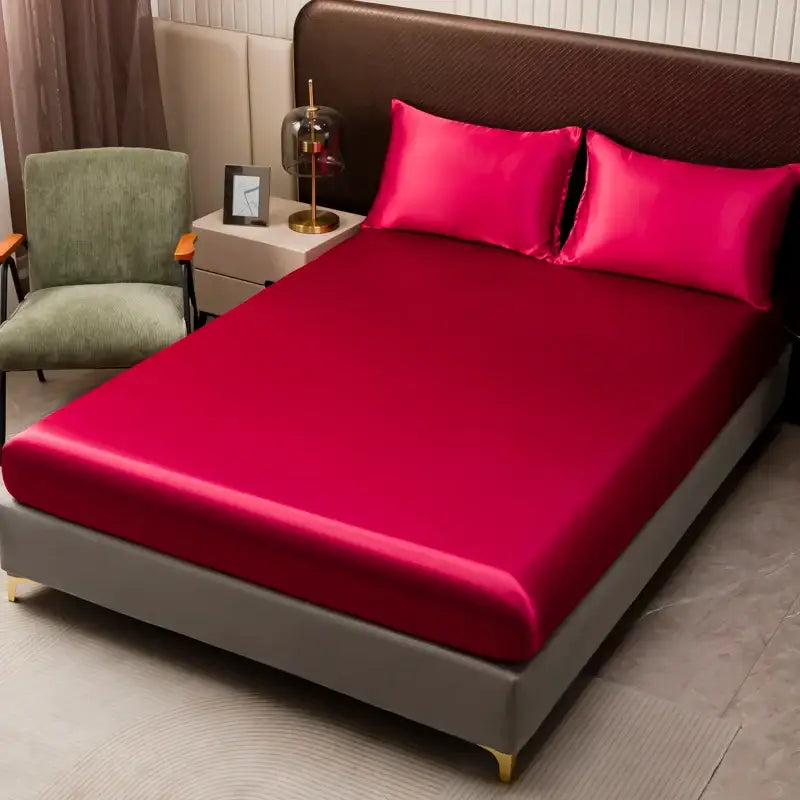 DecorBites™ Luxurious Solid Color Satin Bedding Set