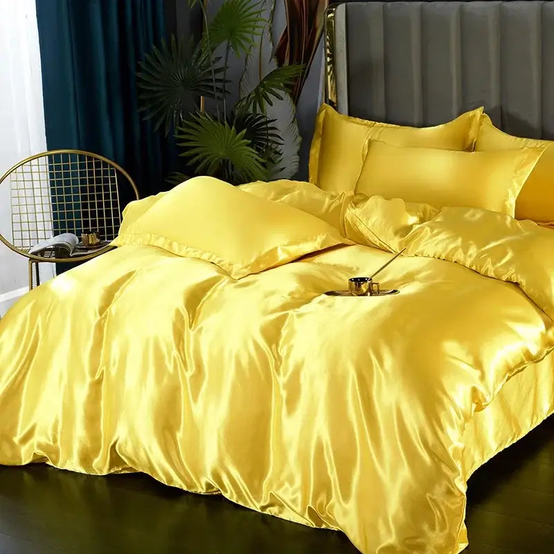 DecorBites™ Luxurious Solid Color Silk Bedding Set