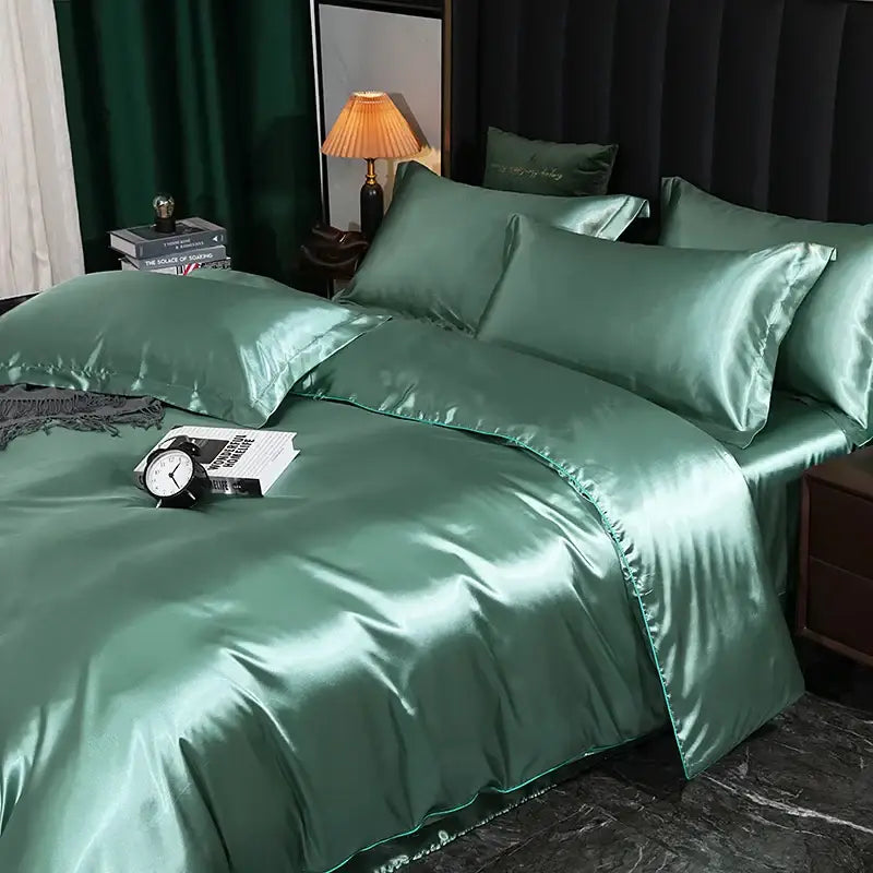 DecorBites™ Luxurious Solid Color Silk Bedding Set - King/Queen/Twin