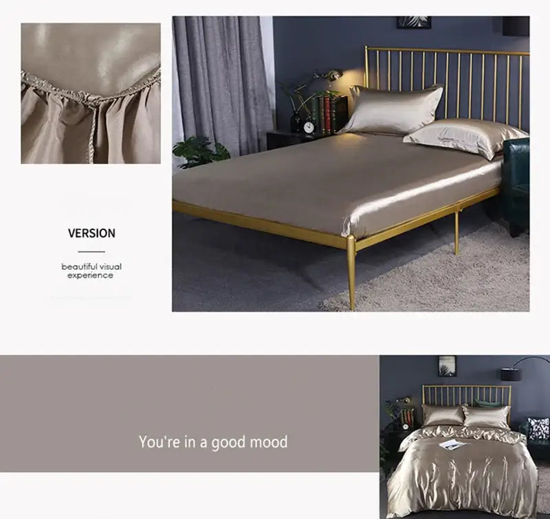 DecorBites™ Luxurious Solid Color Silk Bedding Set - King/Queen/Twin