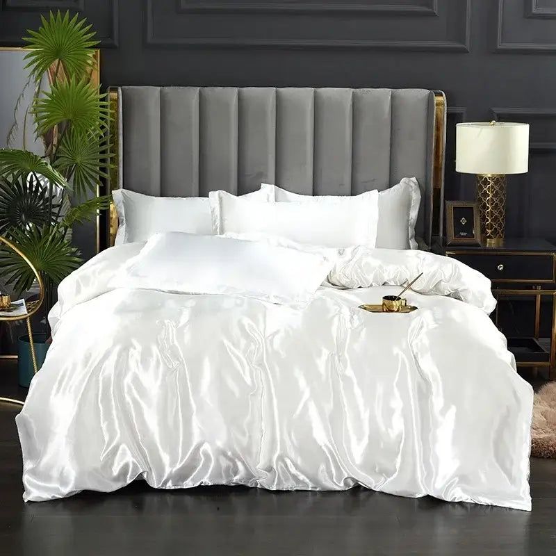 DecorBites™ Luxurious Solid Color Silk Bedding Set