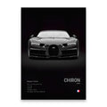 Black-and-white DecorBites™ luxury car canvas wall art print featuring a 2016 Bugatti Chiron with aerodynamic design