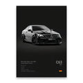 Decorbites™ luxury car canvas wall art print featuring a black mercedes-benz c63 amg coupe with sleek aerodynamic design