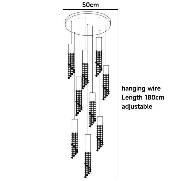 DecorBites™ Luxury Chrome Crystal LED Chandelier for Staircase