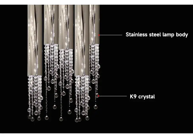 DecorBites™ Luxury Chrome Crystal LED Chandelier for Staircase