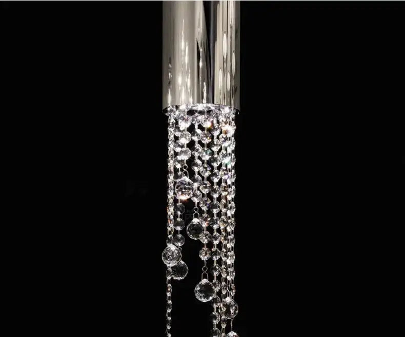 DecorBites™ Luxury Chrome Crystal LED Chandelier for Staircase