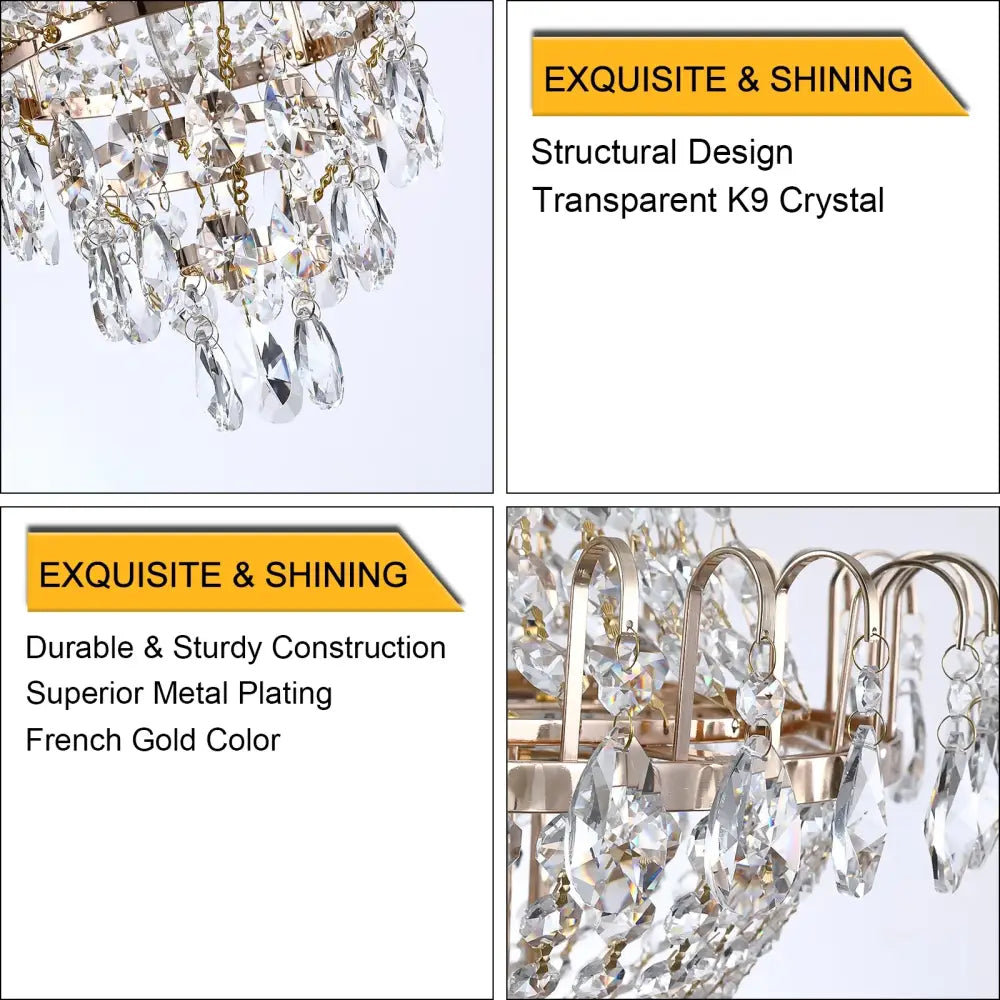DecorBites™ Luxury Crystal Chandelier Copper Color 7-Light Fixture