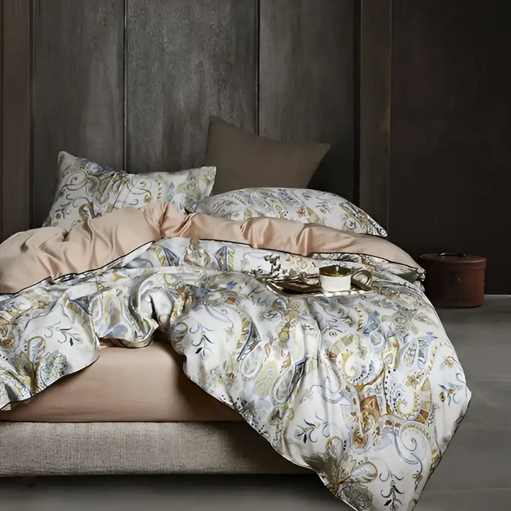DecorBites™ Luxury Egyptian Cotton Bedding Set: Flamingo Leaf