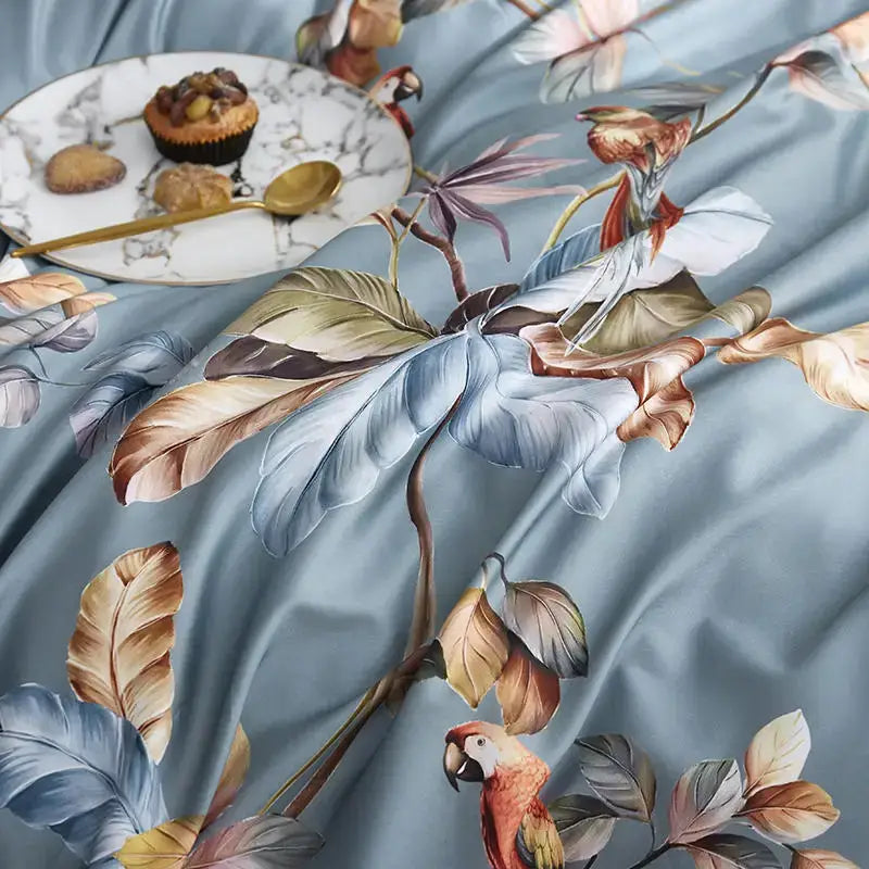 DecorBites™ Luxury Egyptian Cotton Bedding Set - Flamingo Leaf