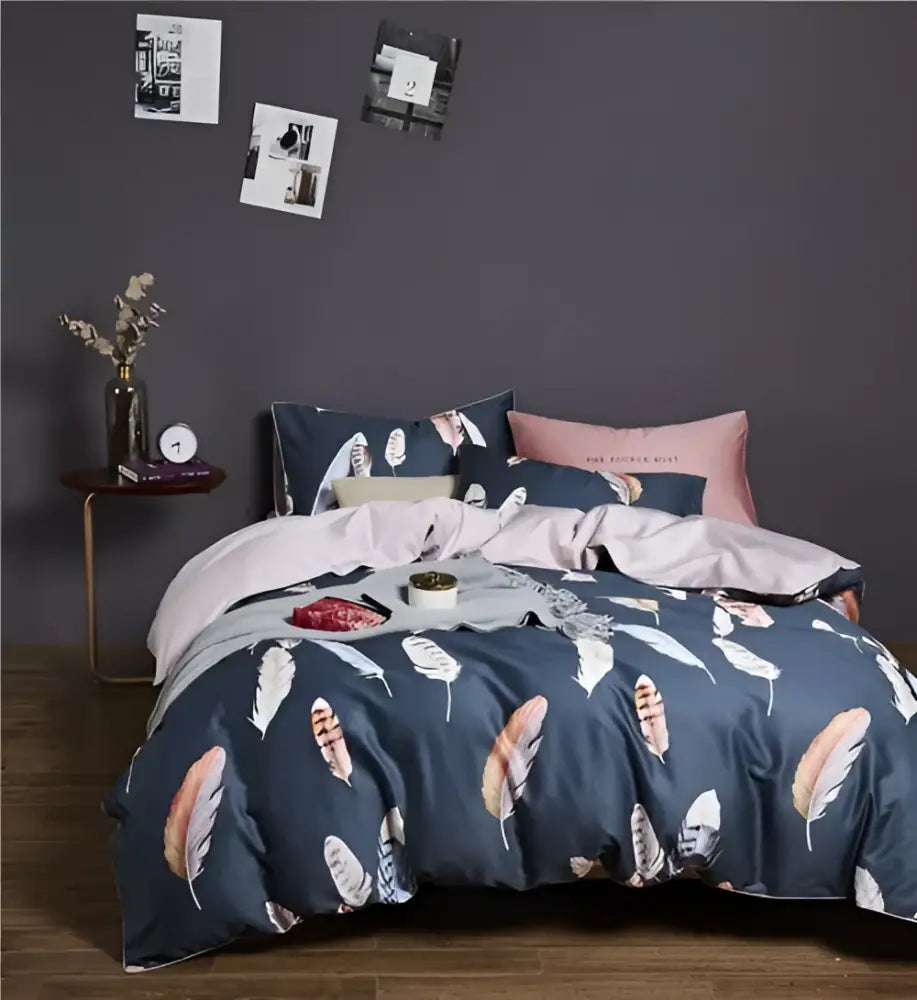 DecorBites™ Luxury Egyptian Cotton Bedding Set - Flamingo & Leaf