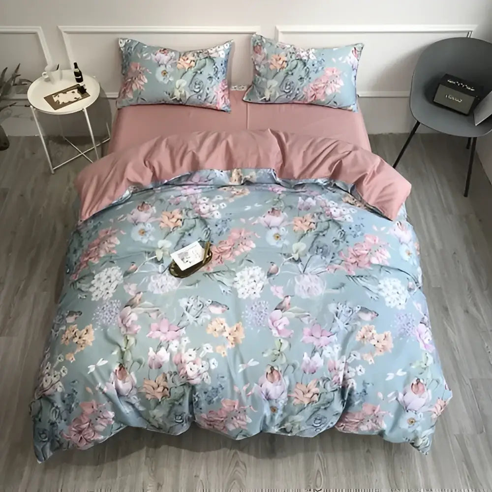 DecorBites™ Luxury Egyptian Cotton Bedding Set - Flamingo Leaf Pattern