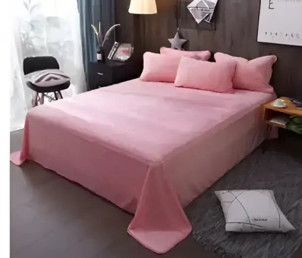 Pink satin duvet cover and matching pillowcases from the decorbites luxury egyptian cotton bedding set