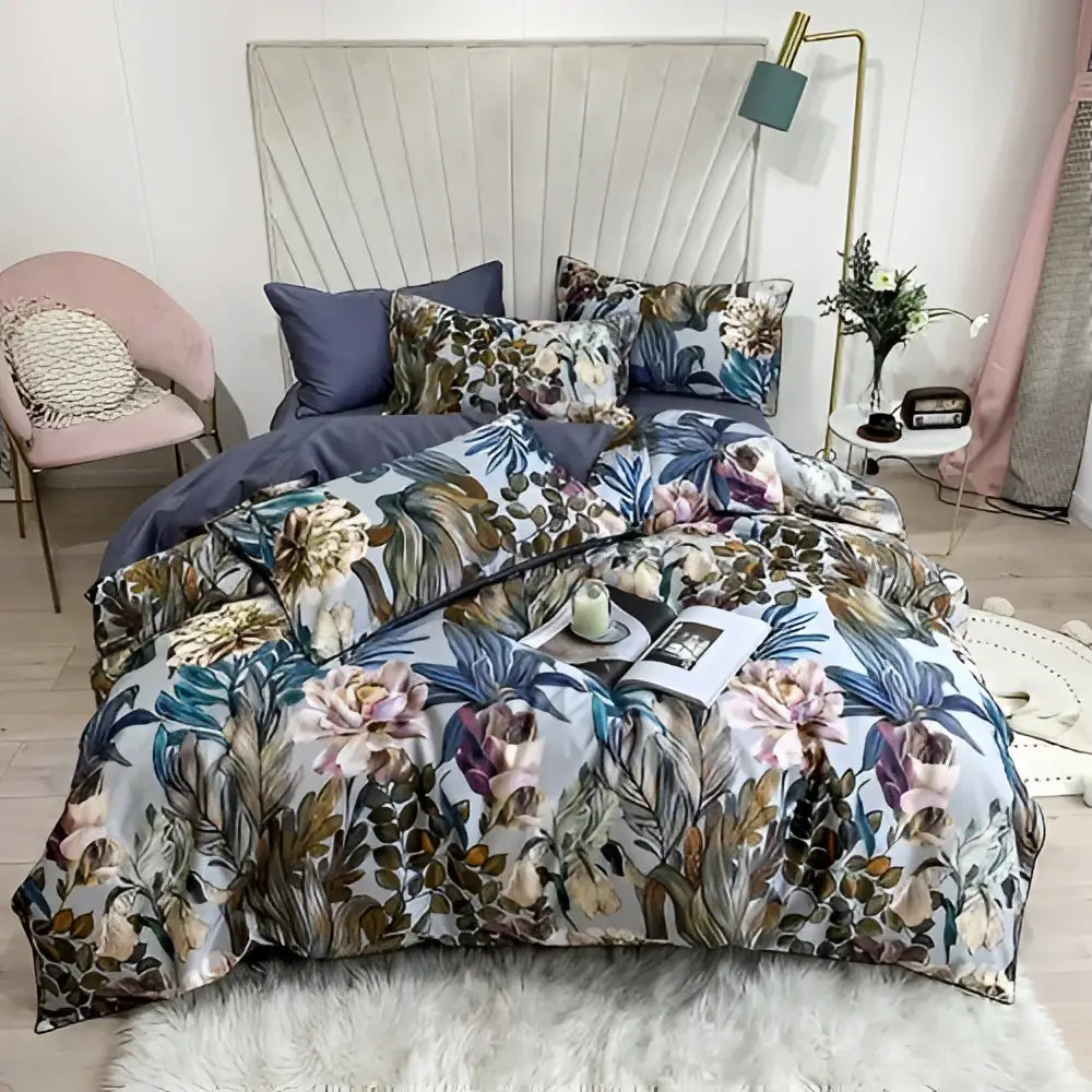 DecorBites™ Luxury Egyptian Cotton Bedding Set - Flamingo Leaf Pattern
