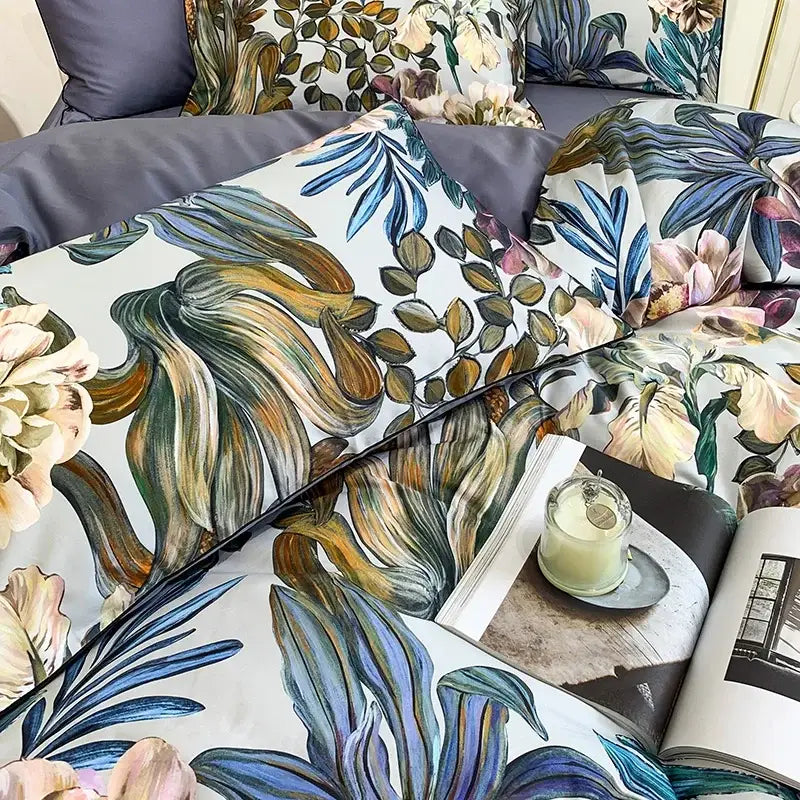DecorBites™ Luxury Egyptian Cotton Bedding Set - Flamingo Leaf Pattern