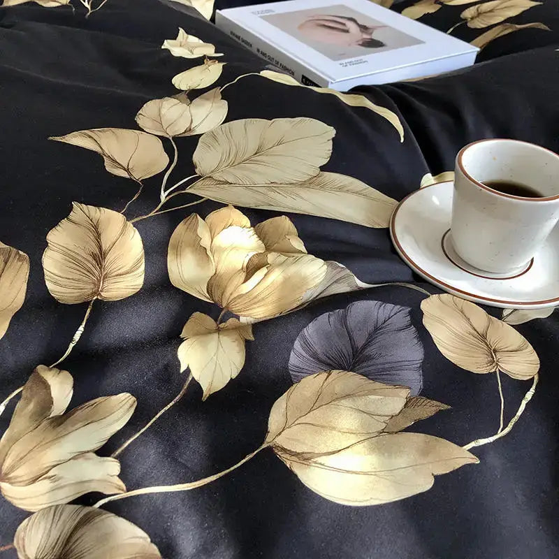 DecorBites™ Luxury Egyptian Cotton Bedding Set - Flamingo Leaf Pattern