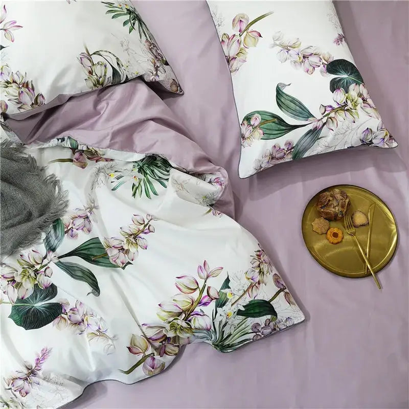 DecorBites™ Luxury Egyptian Cotton Bedding Set - Flamingo Leaf Pattern