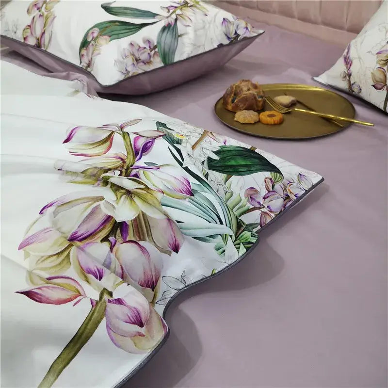DecorBites™ Luxury Egyptian Cotton Bedding Set - Flamingo Leaf Pattern