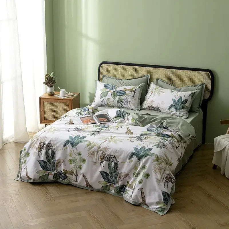 DecorBites™ Luxury Egyptian Cotton Bedding Set - Flamingo Leaf Pattern