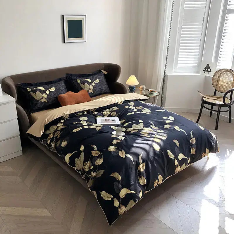 DecorBites™ Luxury Egyptian Cotton Bedding Set - Flamingo Leaf Pattern