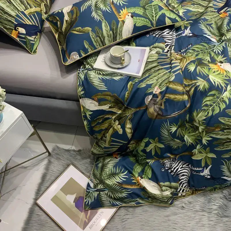 DecorBites™ Luxury Egyptian Cotton Bedding Set - Flamingo Leaf Pattern
