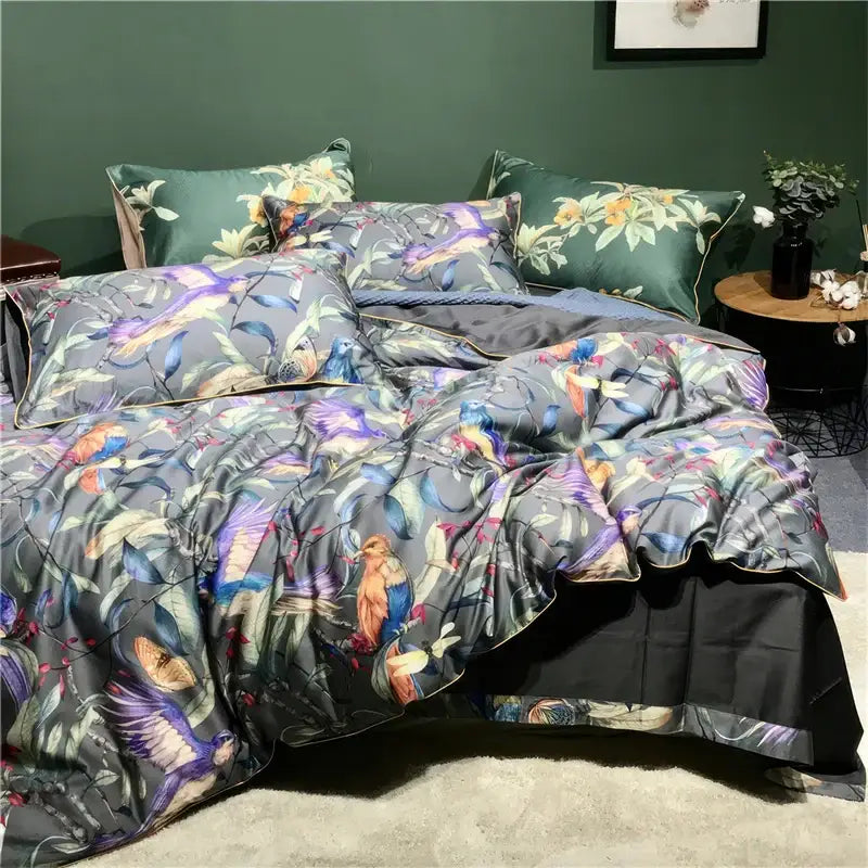 DecorBites™ Luxury Egyptian Cotton Bedding Set - Flamingo Leaf Print