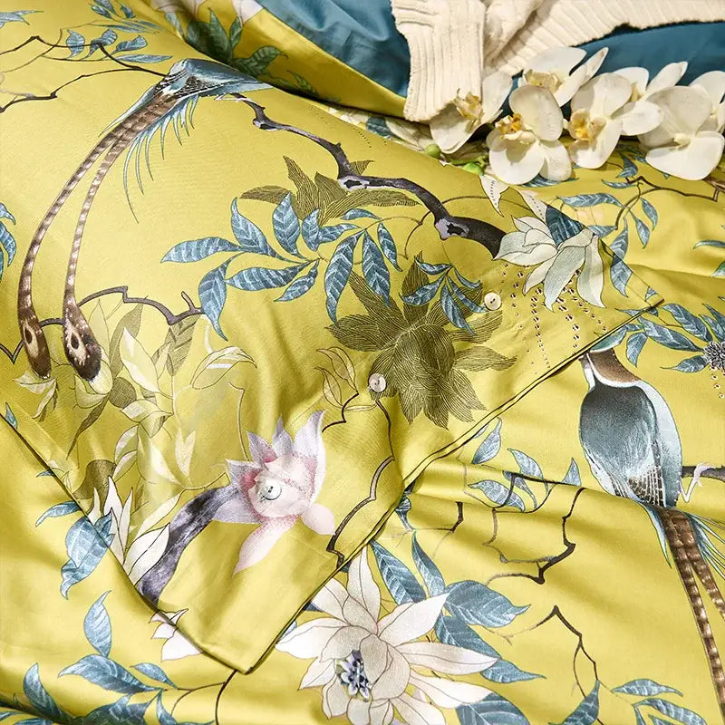 DecorBites™ Luxury Egyptian Cotton Bedding Set - Flamingo Leaf Print