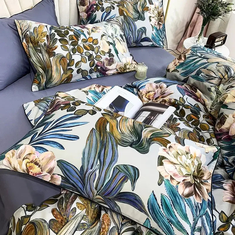 DecorBites™ Luxury Egyptian Cotton Bedding Set - Flamingo Leaf Print