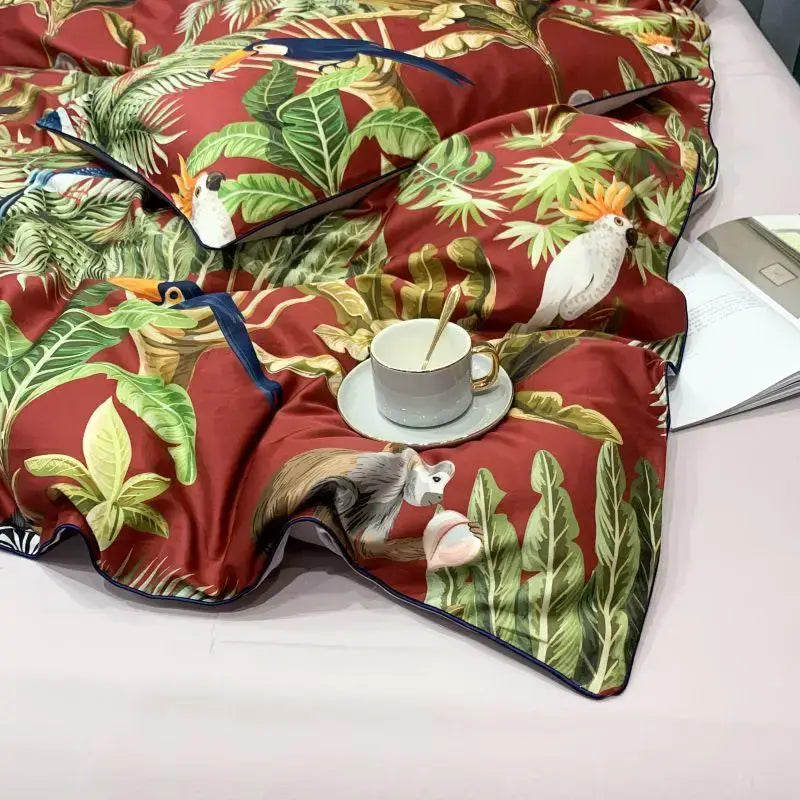 DecorBites™ Luxury Egyptian Cotton Bedding Set - Flamingo Leaf