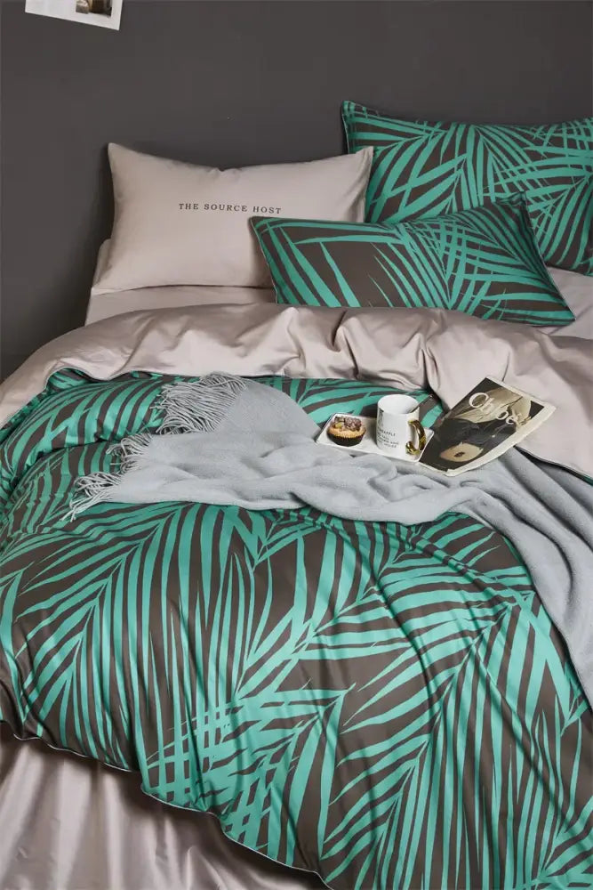 DecorBites™ Luxury Egyptian Cotton Bedding Set - Flamingo Leaf