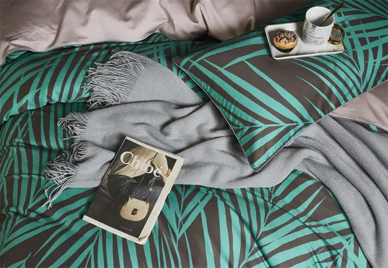 DecorBites™ Luxury Egyptian Cotton Bedding Set - Flamingo Leaf Theme