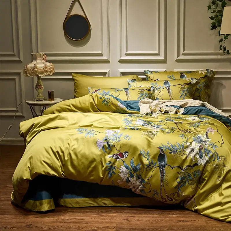DecorBites™ Luxury Egyptian Cotton Bedding Set - Flamingo Leaf Theme