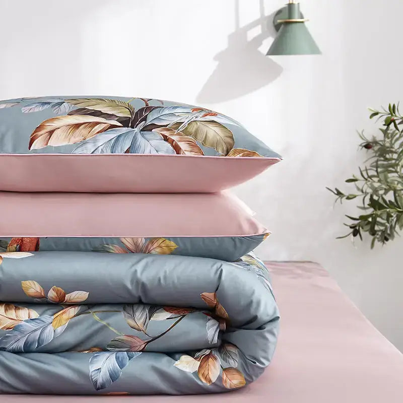 DecorBites™ Luxury Egyptian Cotton Bedding Set with Flamingo Leaf Pattern
