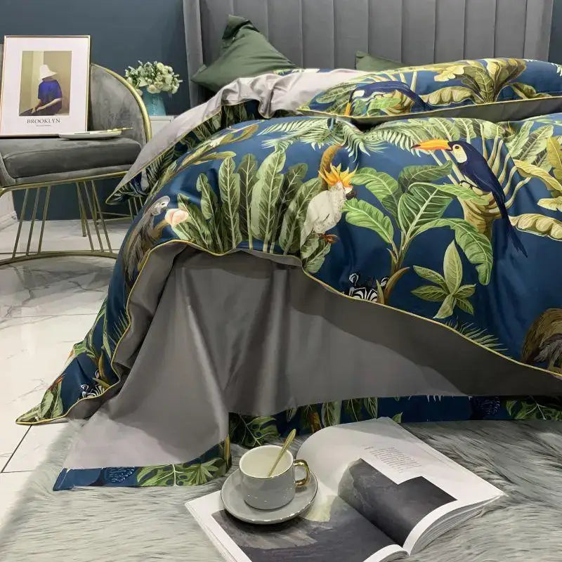 DecorBites™ Luxury Egyptian Cotton Bedding Set with Flamingo Leaf Pattern