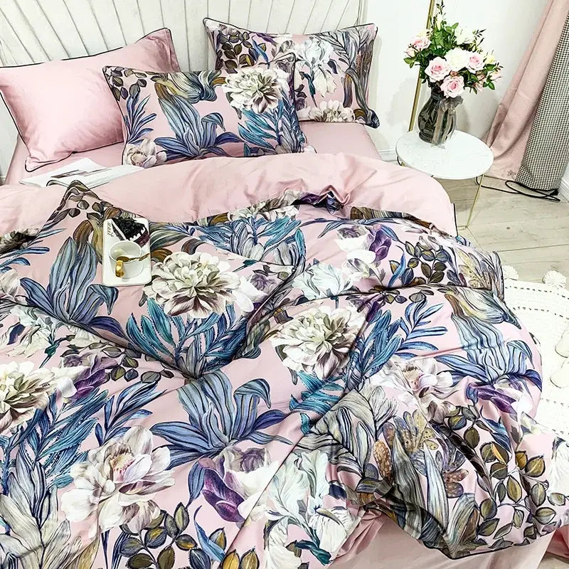 DecorBites™ Luxury Egyptian Cotton Bedding Set with Flamingo Leaf Pattern