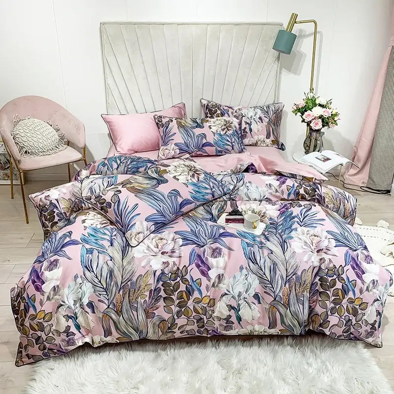 DecorBites™ Luxury Egyptian Cotton Bedding Set with Flamingo Leaf Pattern