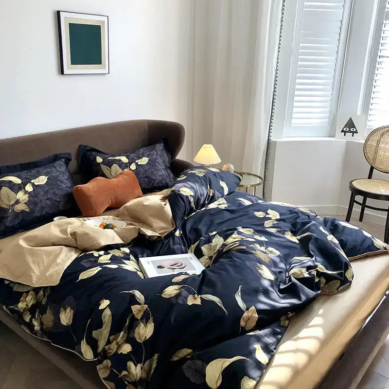 DecorBites™ Luxury Egyptian Cotton Bedding Set with Flamingo Leaf Pattern