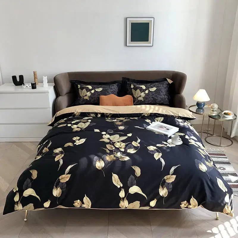DecorBites™ Luxury Egyptian Cotton Bedding Set with Flamingo Leaf Pattern