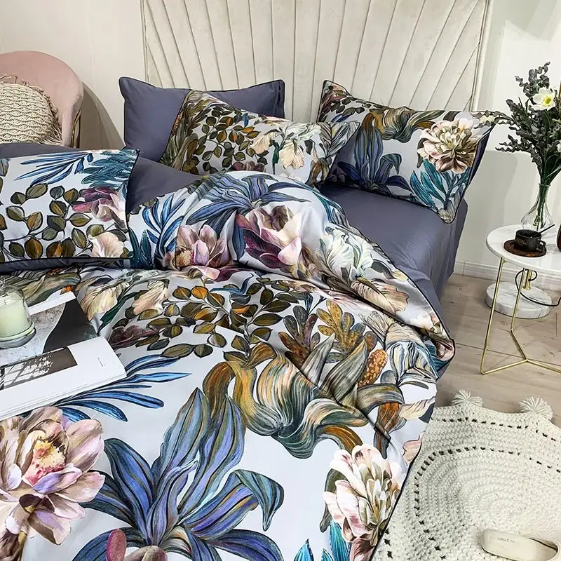DecorBites™ Luxury Egyptian Cotton Bedding Set with Flamingo Leaf