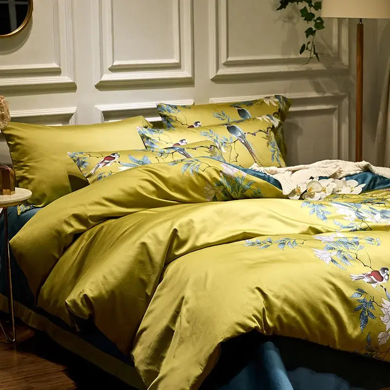 DecorBites™ Luxury Egyptian Cotton Bedding Set with Flamingo Leaf Pattern