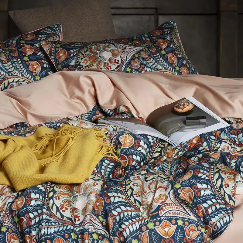 DecorBites™ Luxury Egyptian Cotton Bedding Set with Flamingo Leaf Pattern