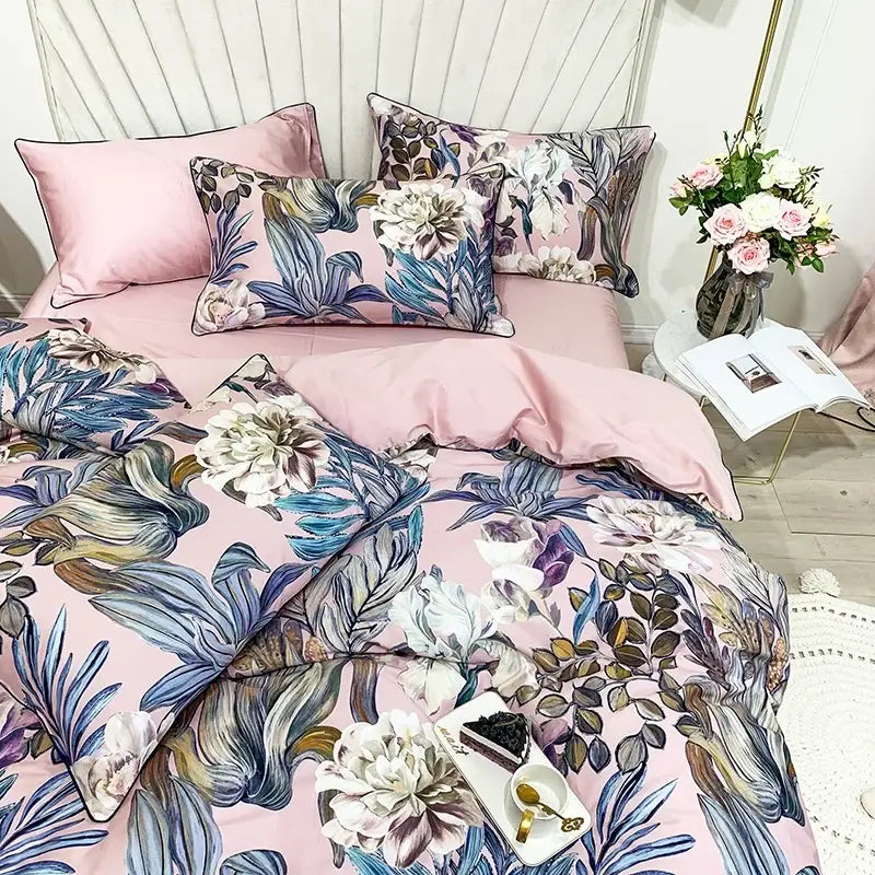 DecorBites™ Luxury Egyptian Cotton Bedding Set with Flamingo Leaf Pattern