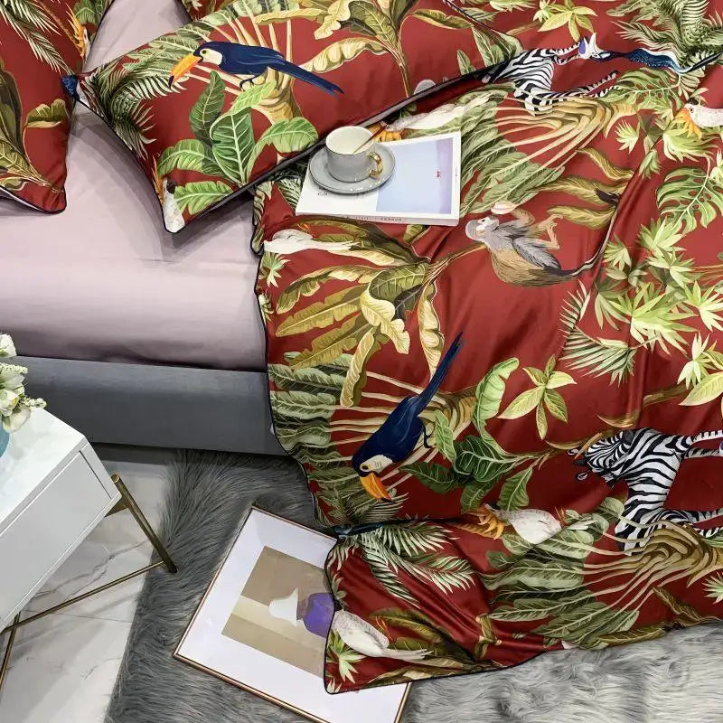 DecorBites™ Luxury Egyptian Cotton Bedding Set with Flamingo Print