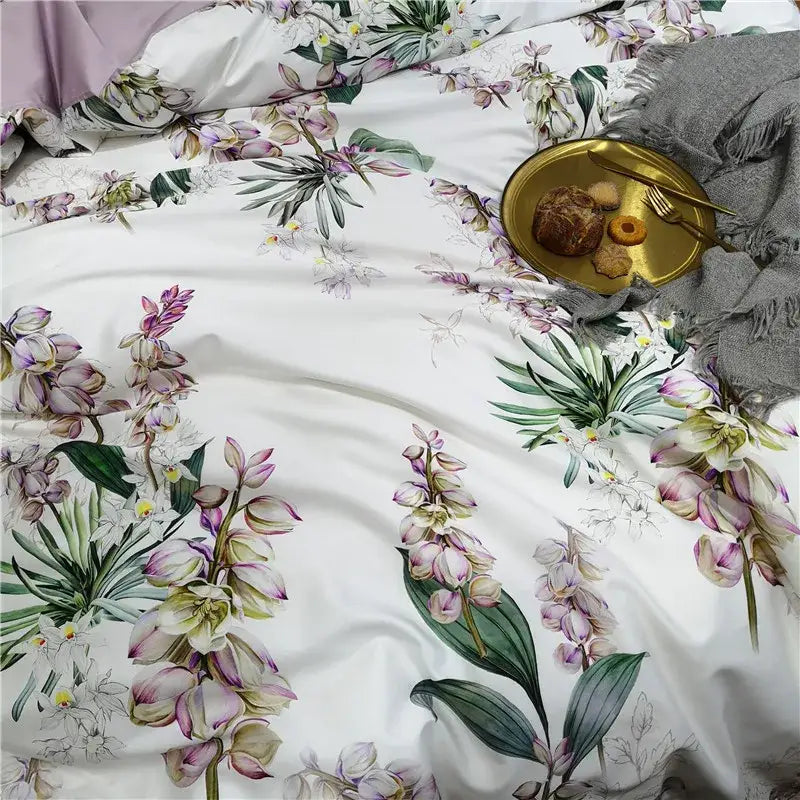 DecorBites™ Luxury Flamingo Leaf Bedding Set | Cotton | Queen & King Size