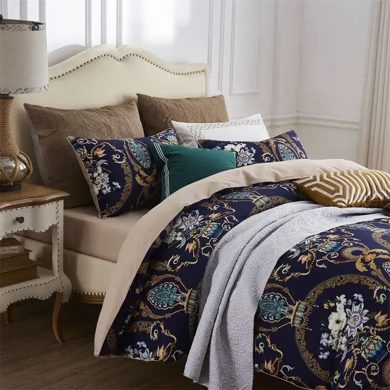 DecorBites™ Luxury Flamingo Leaf Bedding Set Queen King Size
